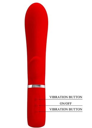 Pretty love thomas multifunktions g-spot-vibrator rot aus rotem silikon mit silbernem metallband am grund