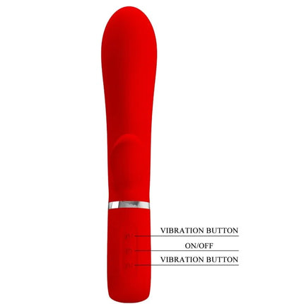 Pretty love thomas multifunktions g-spot-vibrator rot aus rotem silikon mit silbernem metallband am grund