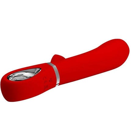 Roter pretty love thomas multifunktions-g-spot-vibrator aus silikon mit silbernem metallkopf und akzentband