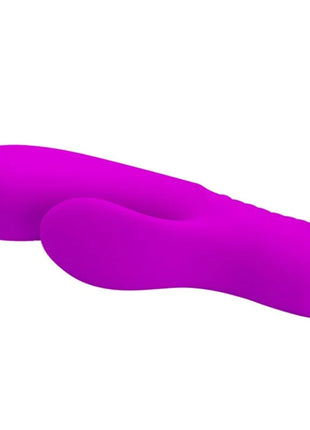 Vibrant lila silikon dualkopfvibrator mit ergonomischem design und pinkem druckknopf am basis von pretty love tim purple