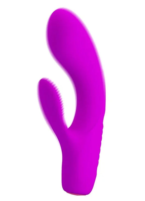 Vibranter magentafarbener pretty love tim purple silikonvibrator mit glattem, geschwungenem design und griffiger struktur