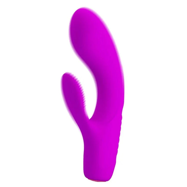 Vibranter magentafarbener pretty love tim purple silikonvibrator mit glattem, geschwungenem design und griffiger struktur