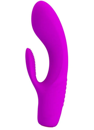 Vibrant lila silikon vibrator mit gebogenem ergonomischem design und texturiertem griff von pretty love tim