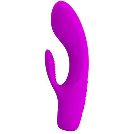 Vibrant lila silikon vibrator mit gebogenem ergonomischem design und texturiertem griff von pretty love tim