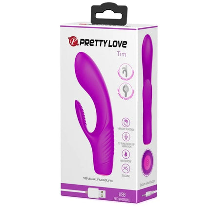 Pretty Love Tim lila silikon vibrator mit ergonomischem, gebogenem design und strukturiertem griff