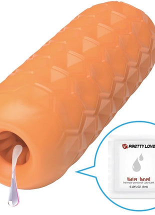 Orange texturierter twin balls männlicher masturbator mit wasserbasiertem lubricant von pretty love