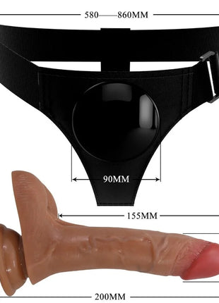 PRETTY LOVE - UNIVERSAL HARNESS SLIP MIT VIBRIERENDEM UND SQUIRTING-DILDO 15,5 CM MULATO