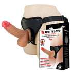 Schwarzer strap-on-gurt von prettylove mit realistischen dildo in weicher textur und anatomischen details