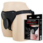 Pretty love universal strap-on harness schwarz in schwarzem stoff mit sicherem sitz dank saugnapf und verstellbarem riemen