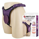 Pretty love universeller strap-on harness slips aus lila leder mit schwarzem trim und saugfuß für dildos unter 90mm