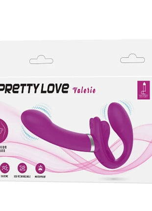 Lila silikon doppelmotor vibrator mit gebogenem design und silbernem akzentring von pretty love valerie