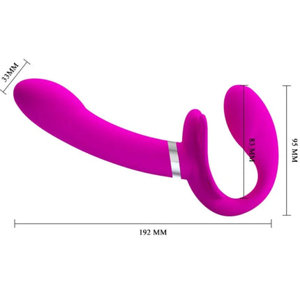 Vibranter magentafarbener silikon-doppelkopf-vibrator mit silbernem metallband von pretty love valerie 12 vibrationen