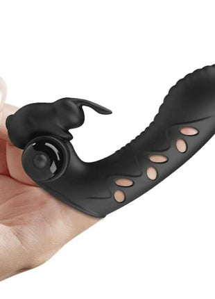 PRETTY LOVE - VANCE BLACK RABBIT VIBRATOR FINGERABDECKUNG - Penishülle