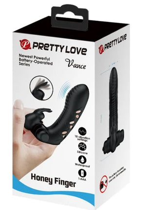 PRETTY LOVE - VANCE BLACK RABBIT VIBRATOR FINGERABDECKUNG - Penishülle