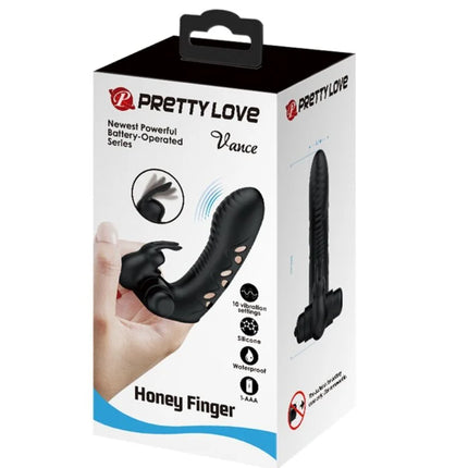 PRETTY LOVE - VANCE BLACK RABBIT VIBRATOR FINGERABDECKUNG - Penishülle