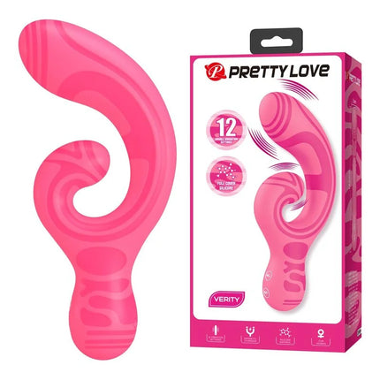 Pretty love verity pink silikon doppel-massagegerät mit ergonomischem design und wirbelmustern