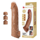 Pretty love verstellbare penisverlängerungshülse 26 cm braun aus flexiblem silikon mit realistisches design und variabler länge