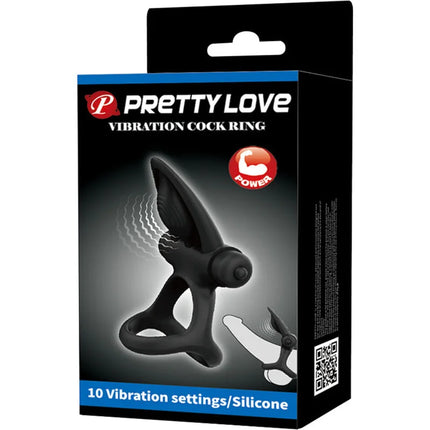 PRETTY LOVE - VIBRATIONSRING 10 VIBRATIONEN SCHWARZES SILIKON - Penisring für Paare