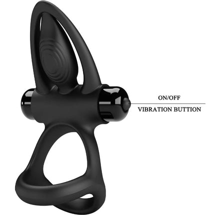 PRETTY LOVE - VIBRATIONSRING 10 VIBRATIONEN SCHWARZES SILIKON - Penisring für Paare