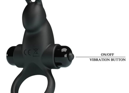 PRETTY LOVE - VIBRATIONSRING + RABBIT-KLITORIS-STIMULATOR 10 VIBRATIONEN SCHWARZ - Penisring mit Vibration