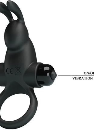 PRETTY LOVE - VIBRATIONSRING + RABBIT-KLITORIS-STIMULATOR 10 VIBRATIONEN SCHWARZ - Penisring mit Vibration