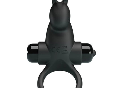 PRETTY LOVE - VIBRATIONSRING + RABBIT-KLITORIS-STIMULATOR 10 VIBRATIONEN SCHWARZ - Penisring mit Vibration