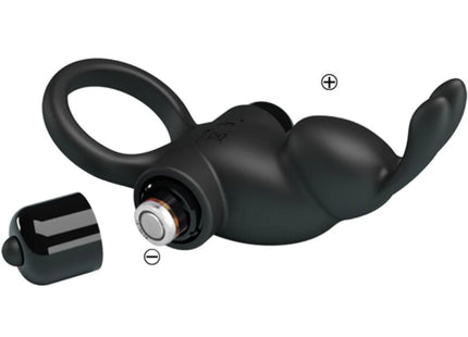 PRETTY LOVE - VIBRATIONSRING + RABBIT-KLITORIS-STIMULATOR 10 VIBRATIONEN SCHWARZ - Penisring mit Vibration