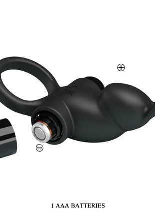 PRETTY LOVE - VIBRATIONSRING + RABBIT-KLITORIS-STIMULATOR 10 VIBRATIONEN SCHWARZ - Penisring mit Vibration