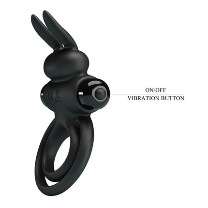 PRETTY LOVE - VIBRATOR III KANINCHENRING FÜR SCHWARZEN PENIS - Penisring für Paare