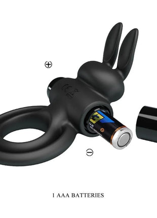 PRETTY LOVE - VIBRATOR III KANINCHENRING FÜR SCHWARZEN PENIS - Penisring für Paare