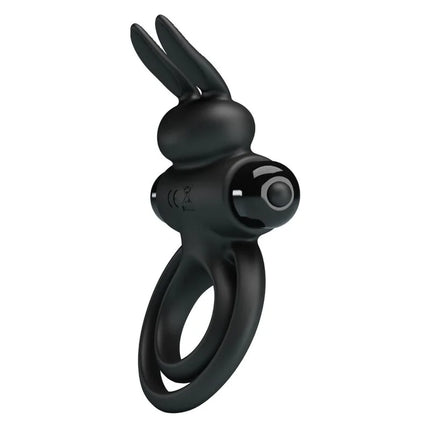PRETTY LOVE - VIBRATOR III KANINCHENRING FÜR SCHWARZEN PENIS - Penisring für Paare