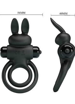 PRETTY LOVE - VIBRATOR III KANINCHENRING FÜR SCHWARZEN PENIS - Penisring für Paare
