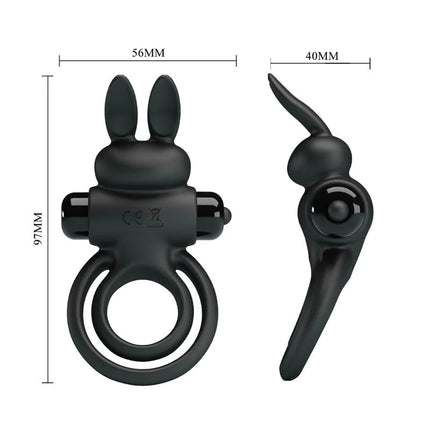 PRETTY LOVE - VIBRATOR III KANINCHENRING FÜR SCHWARZEN PENIS - Penisring für Paare