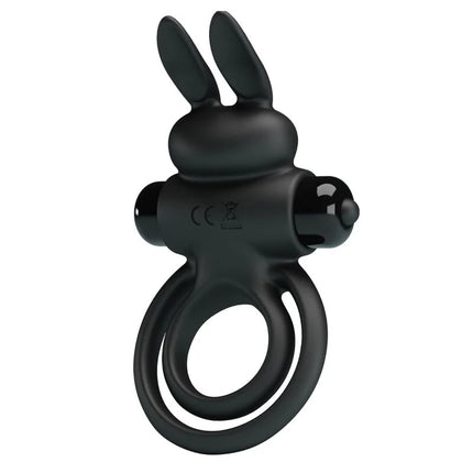 PRETTY LOVE - VIBRATOR III KANINCHENRING FÜR SCHWARZEN PENIS - Penisring für Paare