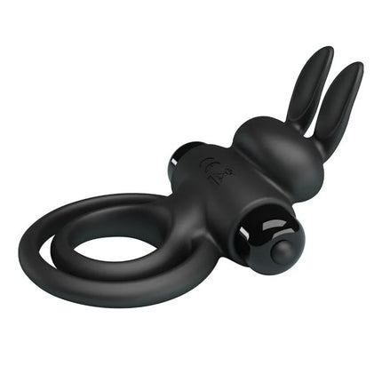 PRETTY LOVE - VIBRATOR III KANINCHENRING FÜR SCHWARZEN PENIS - Penisring für Paare