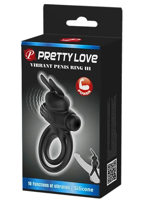 PRETTY LOVE - VIBRATOR III KANINCHENRING FÜR SCHWARZEN PENIS - Penisring für Paare