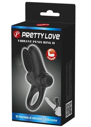 Schwarzer silikon vibratorring mit strukturierter oberfläche und ergonomischem design von pretty love vibrant penis ring ii