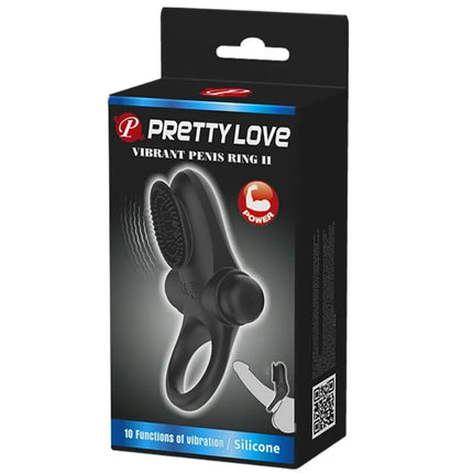 Schwarzer silikon vibratorring mit strukturierter oberfläche und ergonomischem design von pretty love vibrant penis ring ii