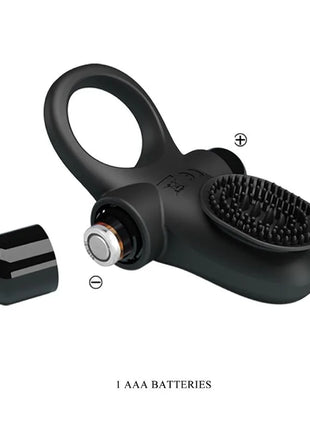 Pretty love vibratorring ii schwarzer silikonring mit integrierter bürste und abnehmbarem kapperl für erwachsene