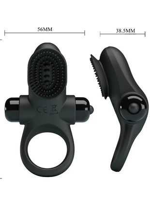 Schwarzer silikon vibrierender ring mit borstenpinselkopf und steuerung für den schwarzen penis von pretty love