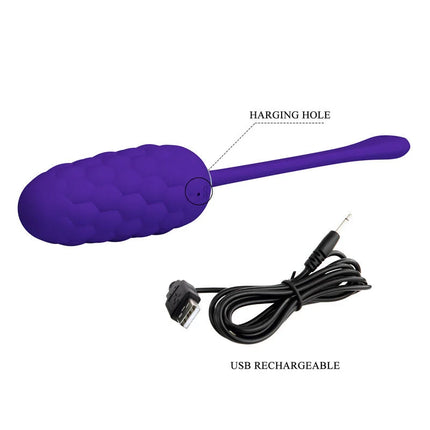 Pretty love lila vibrierendes ei aus silikon mit meerestextur und usb ladeanschluss mit kabel