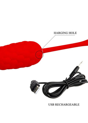 PRETTY LOVE - VIBRIERENDES EI MIT ROTER WIEDERAUFLADBARER MEERESTEXTUR - Vibrierendes Ei