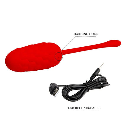 PRETTY LOVE - VIBRIERENDES EI MIT ROTER WIEDERAUFLADBARER MEERESTEXTUR - Vibrierendes Ei
