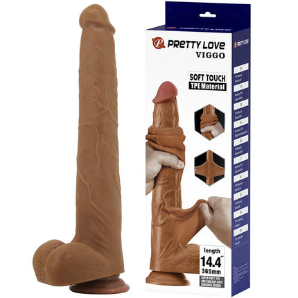 Brauner realistischer dildo viggo von pretty love aus weichem tpe material misst 36,5 cm und ist hautgleitend