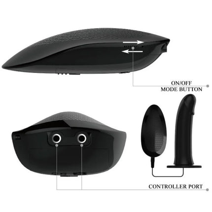 Schwarzes PRETTY LOVE vito strap-on aus silikon mit strukturierter oberfläche und ergonomischem design 17,3 cm
