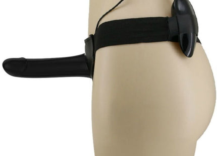 Schwarzes plastik-strap-on mit verstellbarem riemen und kabelgebundenem bediengerät von Pretty Love