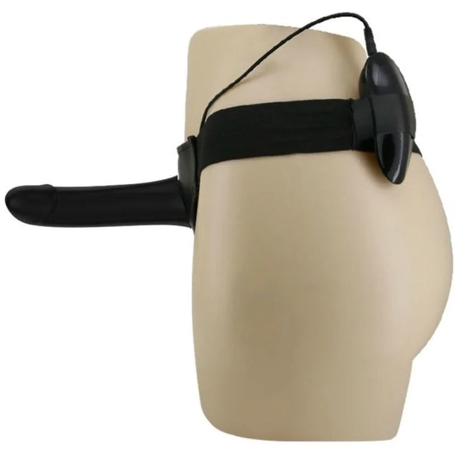Schwarzes plastik-strap-on mit verstellbarem riemen und kabelgebundenem bediengerät von Pretty Love