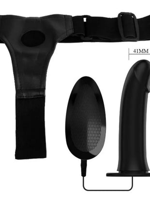 Schwarzes silikon strap-on set vito von pretty love mit haltegurt dildo und vibrationsfunktion 17,3 cm