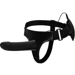 Schwarzes silikon strap-on mit verstellbarem gürtel und kabelgebundener fernbedienung von pretty love