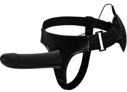 Schwarzes silikon strap-on mit verstellbarem gürtel und kabelgebundener fernbedienung von pretty love